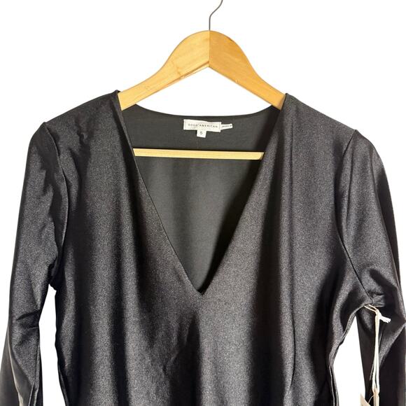 Good American High Shine Compression Deep V-Neck Long Sleeve Bodysuit Plus XXL - Picture 8 of 12